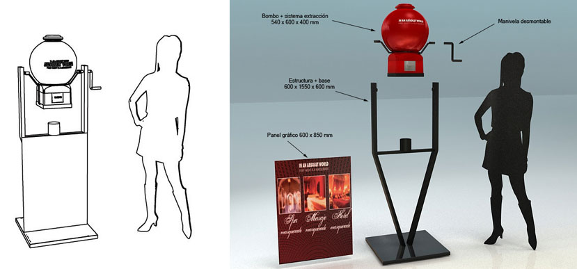 On Target diseña y fabrica para Absolut un mueble interactivo para eventos. Diseño 3D