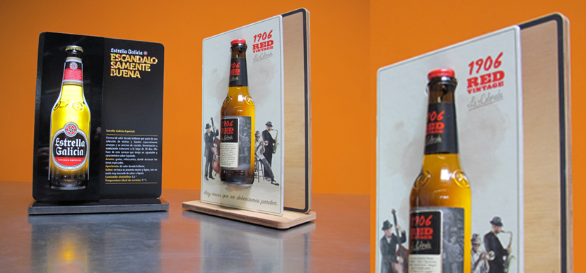 Producción y diseño de glorificador botella cerveza en madera y cartón reciclado