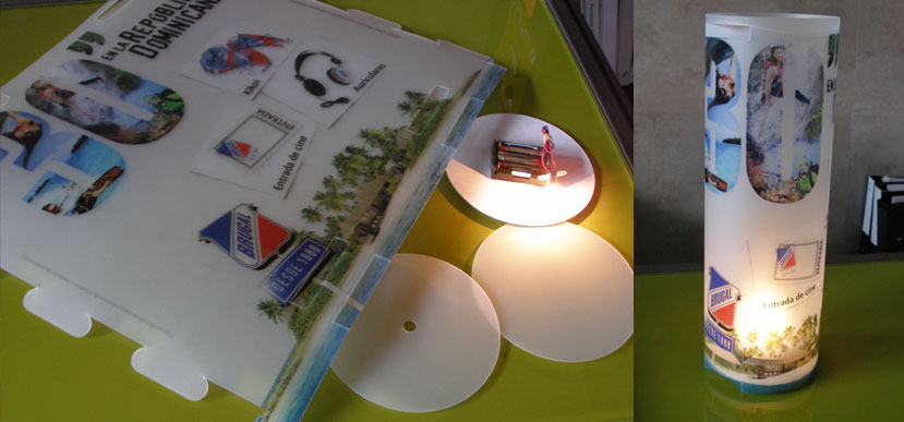 On Target diseña y fabrica unas lámparas promocionales realizadas en polipropileno impreso para Brugal.