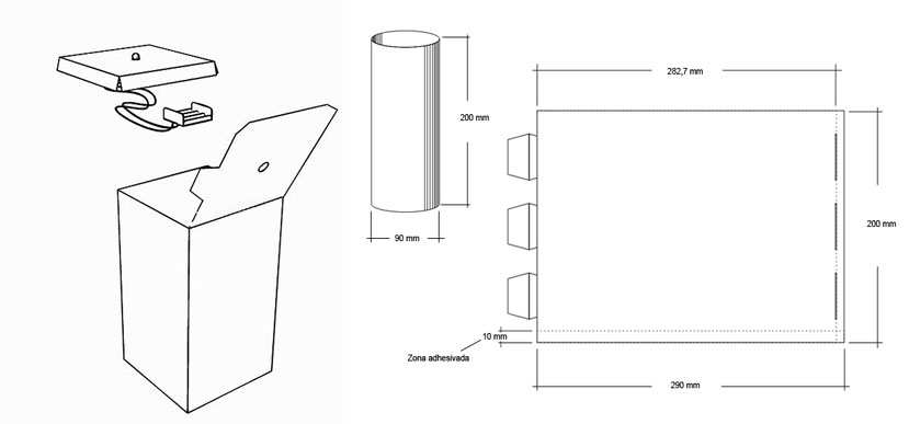 On Target diseña y fabrica unas lámparas promocionales realizadas en polipropileno impreso para Brugal. Planos montaje.