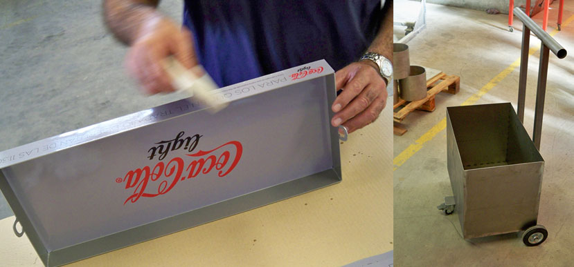 On Target diseña y fabrica un display metálico para Coca Cola. Producción.